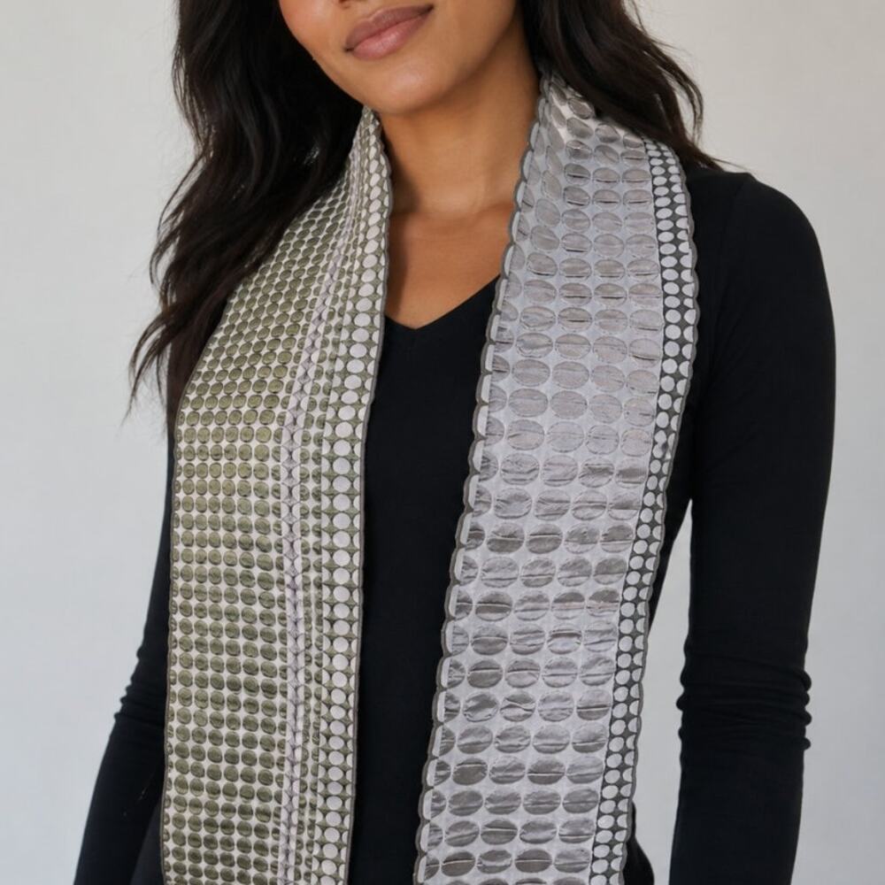 Margo Selby Etch Scarf Silk Monochromatic Art to Wear Black Gray